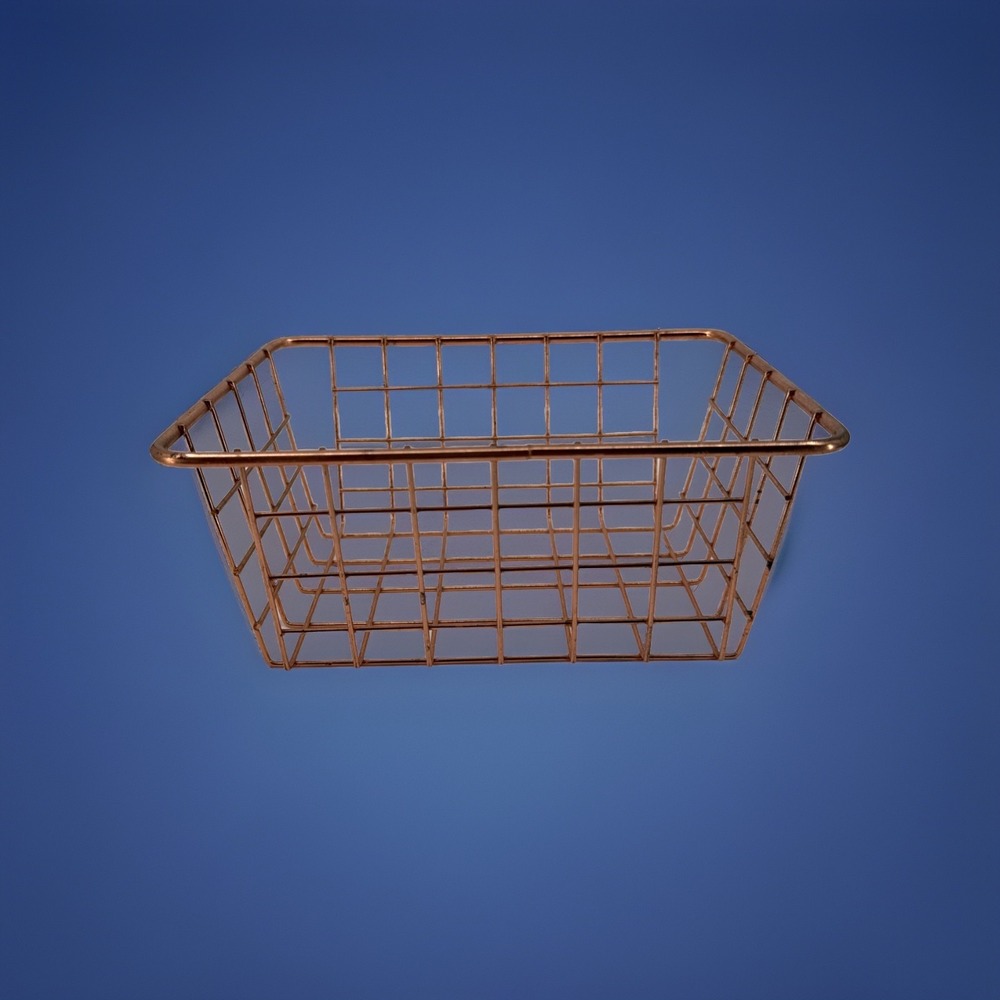 Farmhouse Lodge Copper Wire‎ Basket 8x6x3.5 Cabin Rustic Decor Multiple Uses